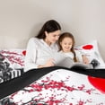 thumbnail image 4 of Manfei Ink Waterfall Twin Comforter Sets for Home, Plum Sun Bedding Set for Office, Black Red White, Black Reversible 2-Piece, 1 Comforter and 1 Pillowcase, 4 of 6