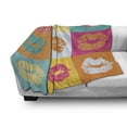 thumbnail image 3 of Modern Soft Flannel Fleece Throw Blanket, Woman Lips on Polka Dots Background in Various Frames Fashion Kiss Love Design, Cozy Plush for Indoor and Outdoor Use, 50" x 60", Multicolor, by Ambesonne, 3 of 6