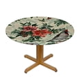 thumbnail image 3 of nygtbtfer Table Covers with Elastic Edge,Christmas Red Cardinal Birds with Fitted Tablecloth for Round Table Red Flowers with Green Leaves,Oil Proof able Cloth for Indoor 46-50, 3 of 8