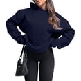 thumbnail image 4 of Delconic Women's Oversized Pink Hoodie Sweatshirt, Casual Long Sleeve Pullover with Pocket, Soft and Cozy for Everyday Wear Navy 2XL, 4 of 8