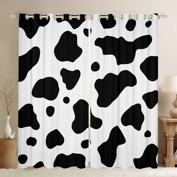 Castle Fairy Cow Print Black Out Curtains for Kids Children,Black White Curtains Pack of 2 (42x63 Each),Farmhouse Animal Bedroom Curtains,Super Cozy Room Decor