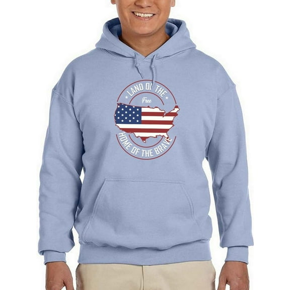 Land Of Free Home Of Brave Hoodie Men -Image by Shutterstock, Male 4X-Large