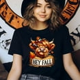 thumbnail image 3 of Hey Fall Highland Cow Shirt | Cute Plaid Bow Autumn Tee | Fall Farm Graphic T-Shirt, White, Size S, 3 of 6