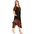 thumbnail image 3 of Sakkas Elisha Mid Length Batik Caftan Embroidered Cap Sleeves Floral Pattern - Black / Red - One Size, 3 of 5