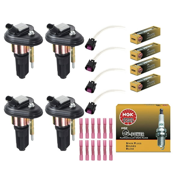 Set of 4 ISA Ignition Coil, 4 Platinum Spark Plug & 4 Ignition Coil Connector for Chevrolet 2002-2006 Colorado Trailblazer GMC 2002-2006 Canyon Envoy Replacement For UF303,NGK 5019,S953