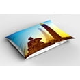 thumbnail image 2 of Ambesonne Eiffel Tower Pillow Sham 2 Pack, Eiffel Old Tower Photo, 36"x20", Caramel Yellow Blue, 2 of 3