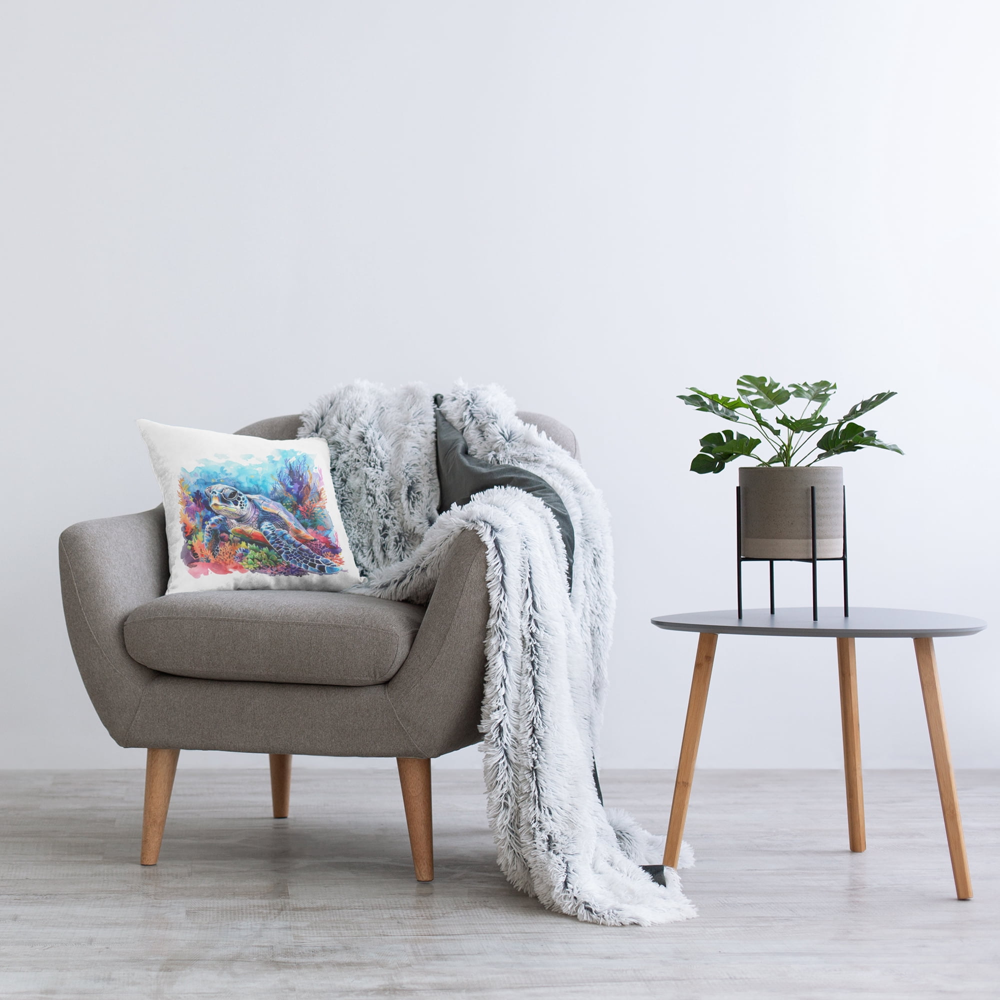Stupell Industries Undersea Turtle & Coral Decorative Printed Throw Pillow Design by LSR Design Studio.