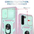 thumbnail image 2 of Military Grade Drop Impact for Samsung Galaxy S22 Plus Camera Lens Slide Protection Case 360 Metal Rotating Ring Kickstand Holder Armor Shockproof Case For Samsung Galaxy S22 Plus, Pink, 2 of 9