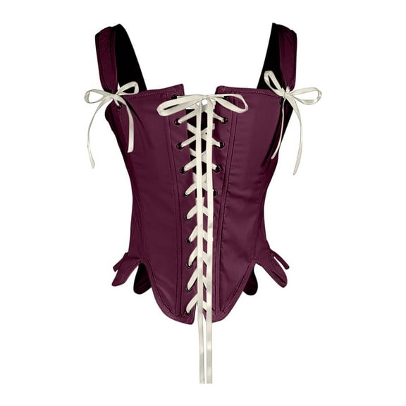 Kilaqueen Women Vintage Lace Up Boned Bustier Corset Top Shoulder Strap Medieval Bridal Plus Size Renaissance Floral Corset Top