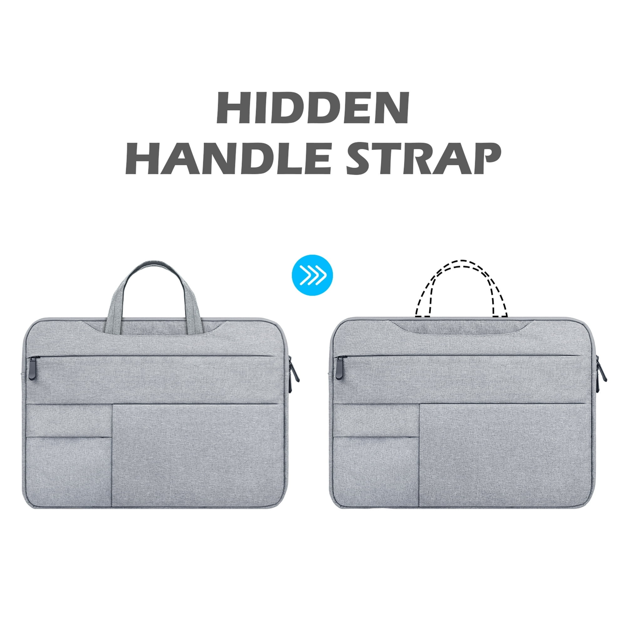 14 Inch Laptop Sleeve Case Compatible with Notebook Computer Chromebook Briefcase with Hidden Handle Multiple Pocket Waterproof Carrying Bag, Gray