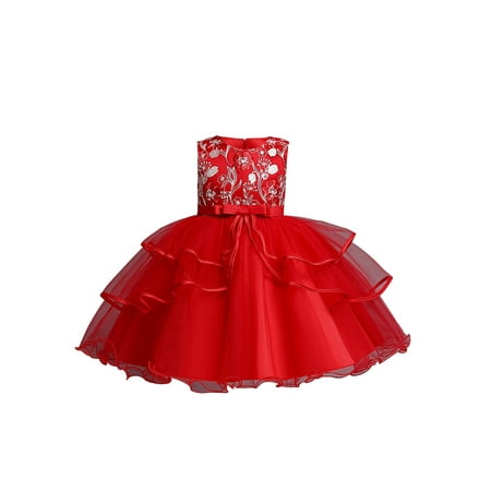 

Binpure Sleeveless Embroidered Bowknot Multi-layer Tulle Princess Dress