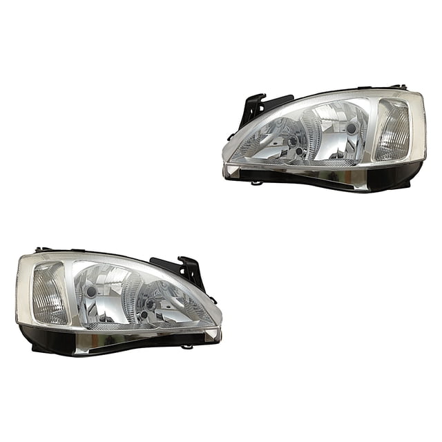 par de faros depo corsa 2008 a 2012 chevrolet manual p/foco h1/h7 5 pines par de faros delanteros izquierdo y derecho con reflectores cromados, funcionamiento manual y conector de 5 pines, repuesto de iluminación automotriz compatible con Corsa 2008-2012, fondo blanco.