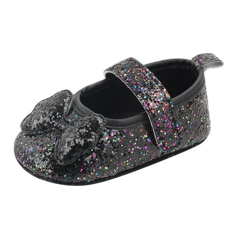 

Yinguo Walking Princess Baby Indoor Girls Bow-Knot Soft-Soled Shoes Shoes Baby Shoes Black 13