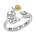 thumbnail image 1 of Mom's Ring Day Gift Silver Plated Wedding Ring Jewelry Adjustable Object Ring Set With Style Two Color Elephant Ring, 1 of 6