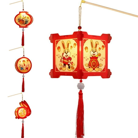

DIY Bunny Lantern Pendant LED Glowing Ornament Tassel Design Soft Lighting Chinese Style Home Supplies