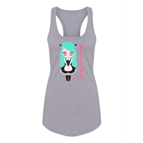 Cute Girl And Greeting Racerback Tank Women -Image by Shutterstock, Female Small