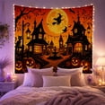 thumbnail image 2 of Digital Village Square with Glowing Night Massive Luminous, Playful Illustration for Cat Lovers, Animal Wall Decor, Halloween Gift, Tapestry Wall Hanging for Bedroom and Dorm, 2 of 7