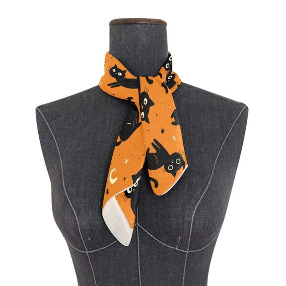 Square Scarf 24x24 Inch Repetitive Play Black Cat Pattern Silky Satin Sun Protection Neck Scarf for Women Multi-Purpose Head Wrap Bandana for Hair Bag Decoration