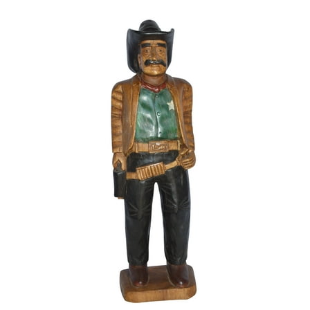 Sheriff Made of Wood Statue - Size: 6"L x 9"W x 30"H.