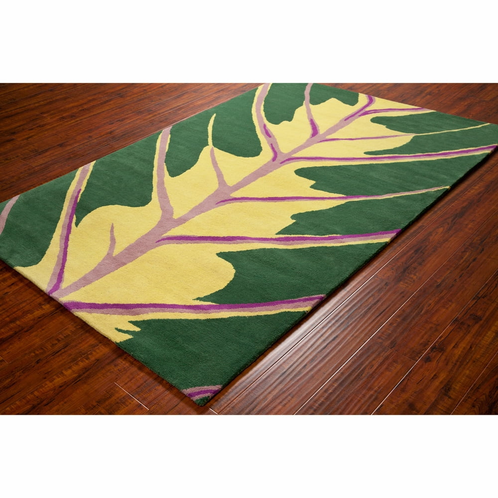 Artist's Loom Handtufted Transitional Floral Green Wool Rug (8'x10