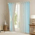 thumbnail image 2 of Erosebridal Aqua and Beige Gradient Curtains Watercolor Ombre Blackout Curtains, Abstract Aesthetic Curtains & Drapes Wave Line and Dots Bedroom Curtains, Geometric Window Treatments Bedroom Decor, 2 of 5