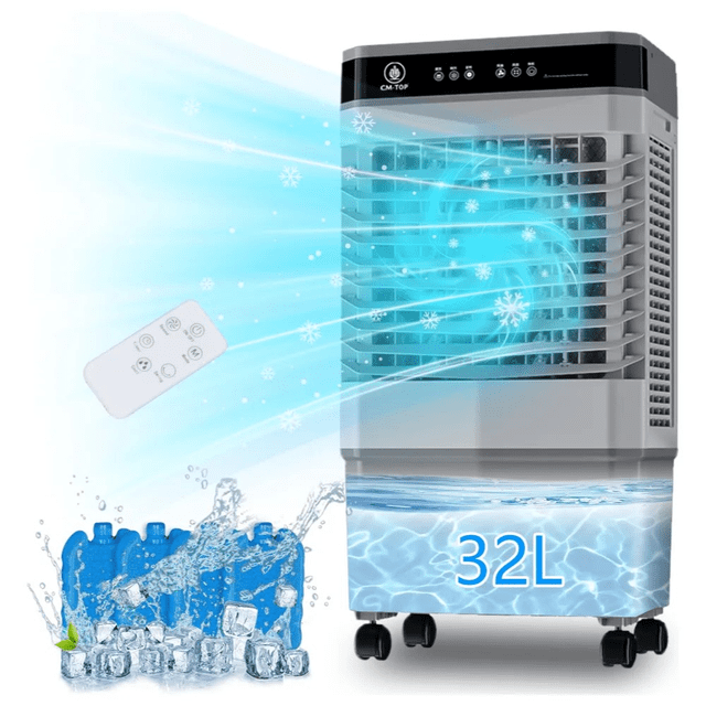 Enfriador Aire Portátil Acondicionado Ventilador Cooler 3 en 1 Dormitorio Oficina Hogar Viaje Camping Aire Manejo con control remoto 120W 32LT de capacidad (120W)