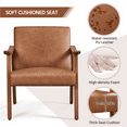 thumbnail image 5 of Alden Design Mid-Century Modern Accent Chair with Wooden Frame, Light Brown Faux Leather, 5 of 8