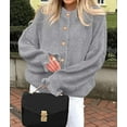 thumbnail image 5 of PRETTYGARDEN Womens Cropped Cardigans Trendy Ruffle Open Front Chunky Knit Sweater Oversized Button Down Fall Clothes, 5 of 9
