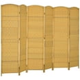 thumbnail image 2 of HOMCOM 6 Panel Room Divider Hand-Woven Freestanding Partition, Nature Wood, 2 of 9