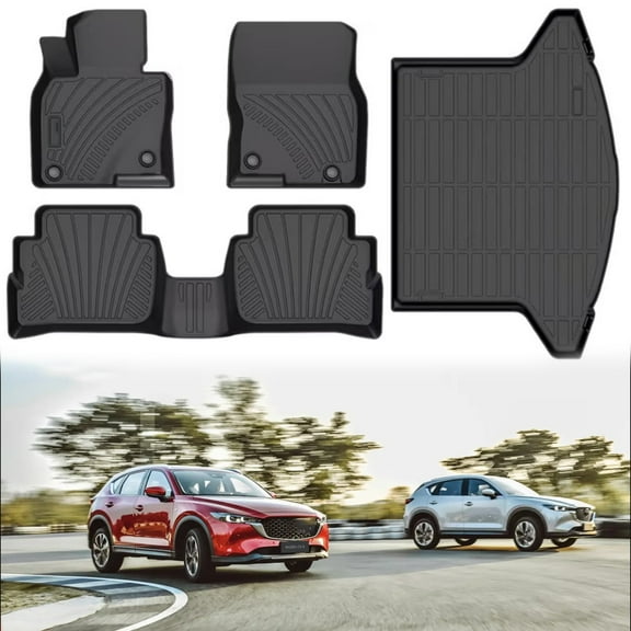 WRWolf for Mazda CX-5 Floor Mats 2025 2024 2023 2022 2021 2020 2019 2018 2017, for Mazda CX5 All Weather Trunk Mat Cargo Liner Carpet Rubber -Compatible for CX 5 Accessories 2017-2025