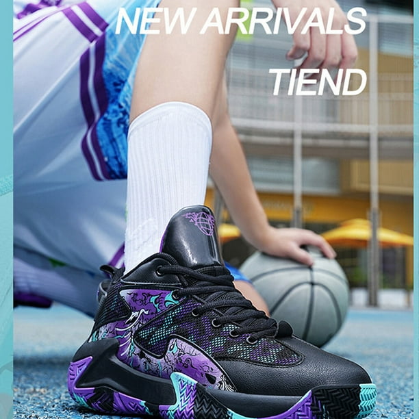 facefd Man Basketball Shoes Breathable Sneakers Training Athletic High-top  Couple Lightweight Wear-resisting Gym Running Black Purple 37 