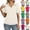 03# Beige, variant on Womens Polo Shirts 3/4 Sleeve Banded Bottom Tops Business Casual Tops Collared V Neck Blouses, 03# Mint Green S
