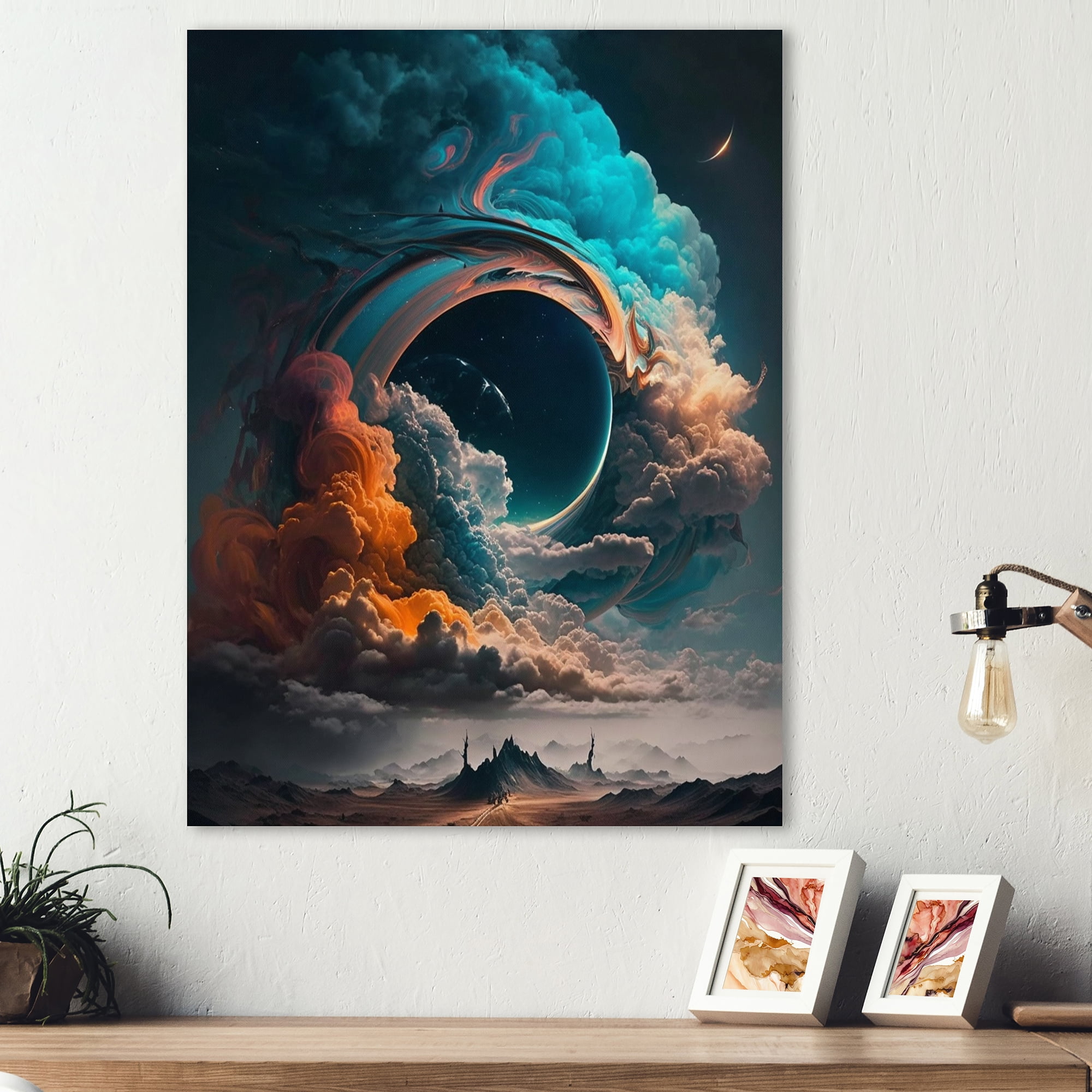 Designart Futuristic Landscape In Space I Canvas Wall Art