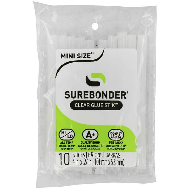 Surebonder All Purpose Clear 4inch Mini Size Hot Glue Sticks 10 Pack