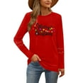 thumbnail image 5 of HOMBOM Shirts for Women Fashion Fall Christmas Tree Christmas Red Crewneck Ladies T Shirts Xmas, 5 of 9