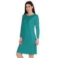 thumbnail image 3 of Inkmeso Knee Length Plain Dress Long Sleeve Boat Neck Tshirt Dress For Women, 3 of 7