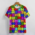 thumbnail image 3 of Colorful Puzzle Pieces Women's T-Shirt Short Sleeve T Shirts Tops Tee Ladies Loose T, 3 of 6
