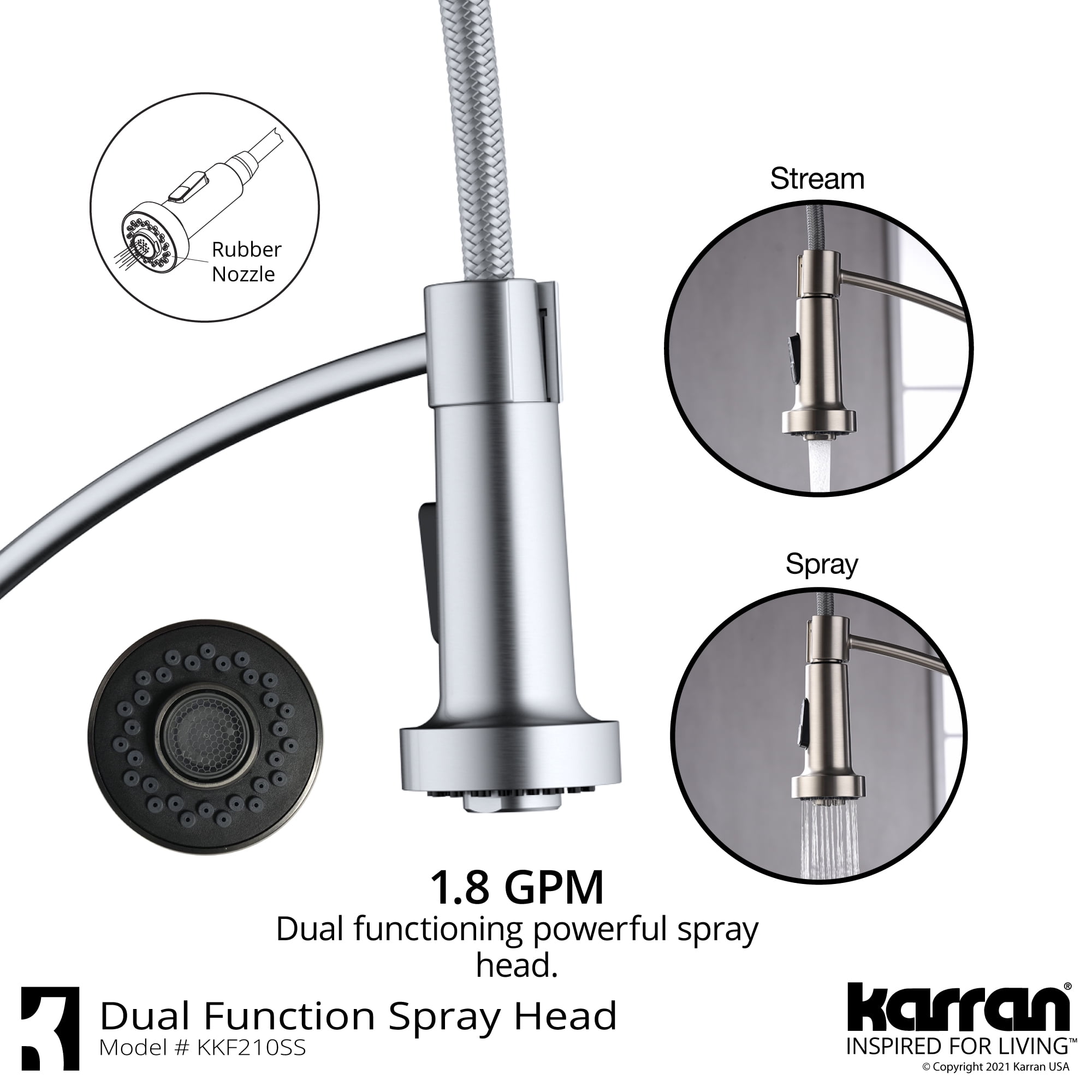 Karran Usa KKF210SD35SS Scottsdale 1.8 GPM Single Hole Kitchen Faucet - Stainless Steel