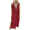 thumbnail image 2 of Teyfeniy Summer Sleeveless Dress for Women Casual Fashion V Neck Dress Going Out Holiday Vacation Outfit Maxi Long Dress, 2 of 6