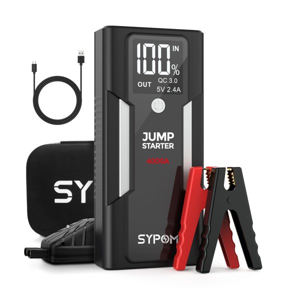 Batería Jump Starter SYPOM 4000A Peak para coche, 10 L, diésel
