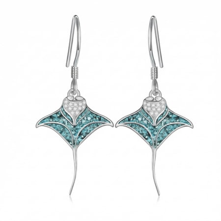 XATENJE Stingray Earrings for Women 925 Sterling Silver Turquoise Manta Ray Dangle Earrings Ocean Animal Jewelry Gifts for Stingray Lovers