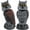 Black, variant on 2 Pack Bird Scarecrow Fake Owl Decoy Sculpture, 10.6 Inch Height Golden Rotating Head Plastic Owl Bird Deterrents, Nature Enemy Horned Pest Repellent for Outdoor Garden Yard