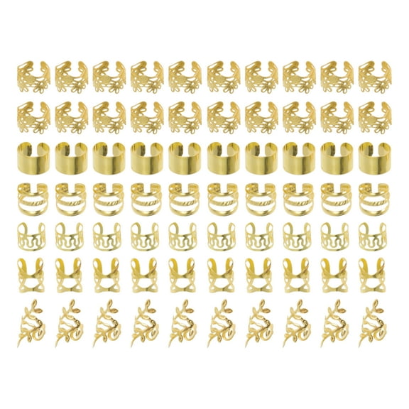 Unique Bargains 70 Hair Cuffs Dreadlock Hollow 7 Styles Dreadlock Hair Clips Gold Tone