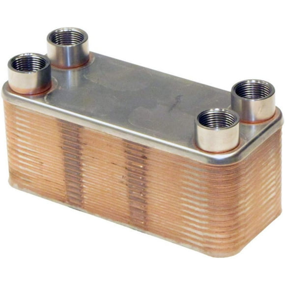 Duda Energy HX1430DW:F34 B3-14DW 30 Plate Stainless Steel Heat Exchanger with 3/4" Female NPT Ports Copper Brazed, 2.9" Height, 3.5" Width, 7.8" Length
