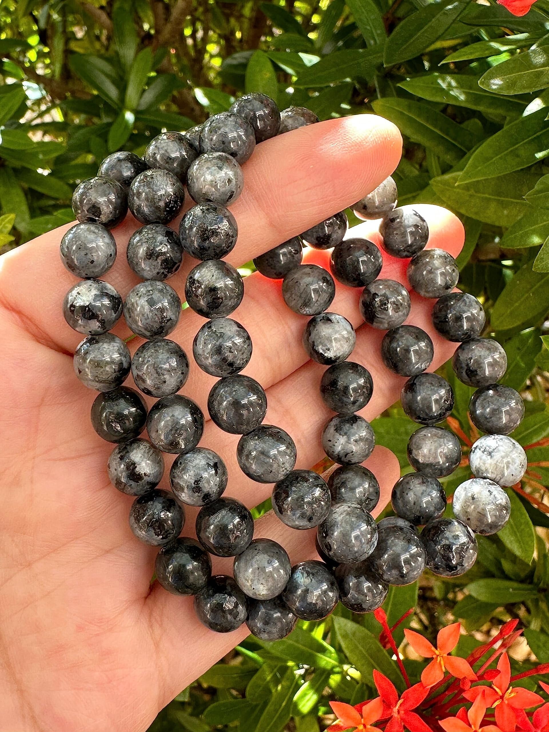 Black Labradorite Crystal Bead Bracelet 8mm, Wholesale Genuine Black Labradorite Stretch Gemstone Bracelet, Gift for Men & Women (10)