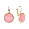 thumbnail image 3 of Womens Gold-Tone Pink Vintage Costume Fashion Leverback Earrings, 3 of 3
