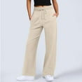 thumbnail image 2 of Summer Pants for Women High Waisted Wide Leg Sweatpants Baggy Straight Leg Yoga Track Pants Lightweight Comfy Pants Pockets Womens Pants Casual & Wide Leg, 2 of 4