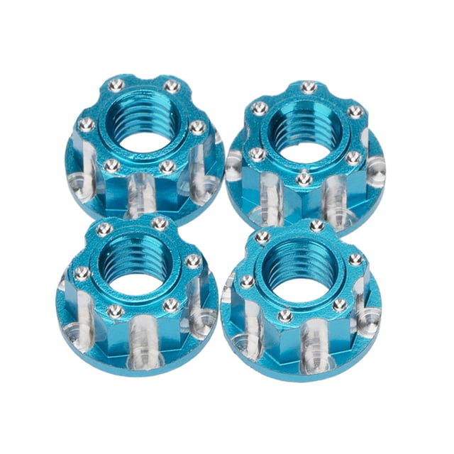 Vogacara Tuercas de brida RC de 4 piezas, pieza de actualización profesional, Kit de accesorios de actualización de ajuste automático práctico, Kits de construcción modelo Azul claro Vogacara FN001743-03