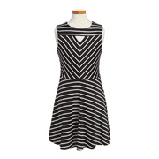 Sally Miller Girls' Rachel Stripe Dress, Black Combo, Sizes S