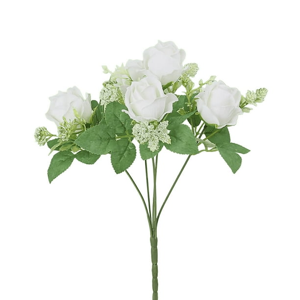Ramo de flores artificiales de seda, arreglo de rosas artificiales con dalias e hortensias, manojo floral artificial para decoración del hogar, bodas, fiestas y jardines.